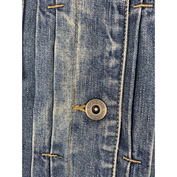 Liz Claiborne Denim Jean Jacket Womens Petite Medium‎ Faux Fur Collar Cuffs - Picture 5 of 5